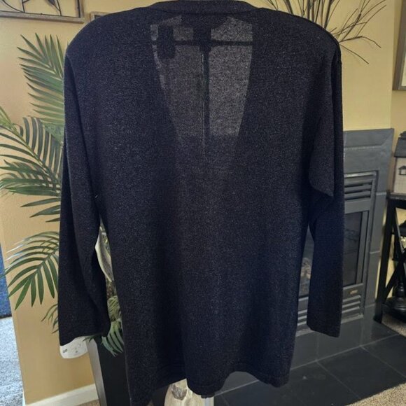 NWT Lisa Originals black metallic shimmer button up oversized cardigan sz medium - Picture 2 of 3